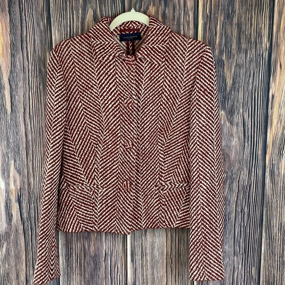Piazza Sempione Red & White Knitted Jacket- EUR 42 (Fits Like US Medium)
